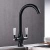 Modern Black Kitchen Faucet, 360° Swivel, Two-Handle Mixer view 3