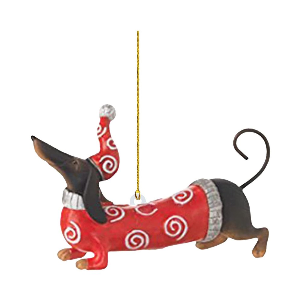 Dachshund Christmas Tree Ornament, Acrylic Hanging Decoration, DIY Pendant, A, One Size