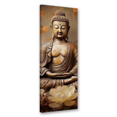 Feeby Buddha Oriental Wall Art, 40 x 120 cm, 1-Piece, Beige