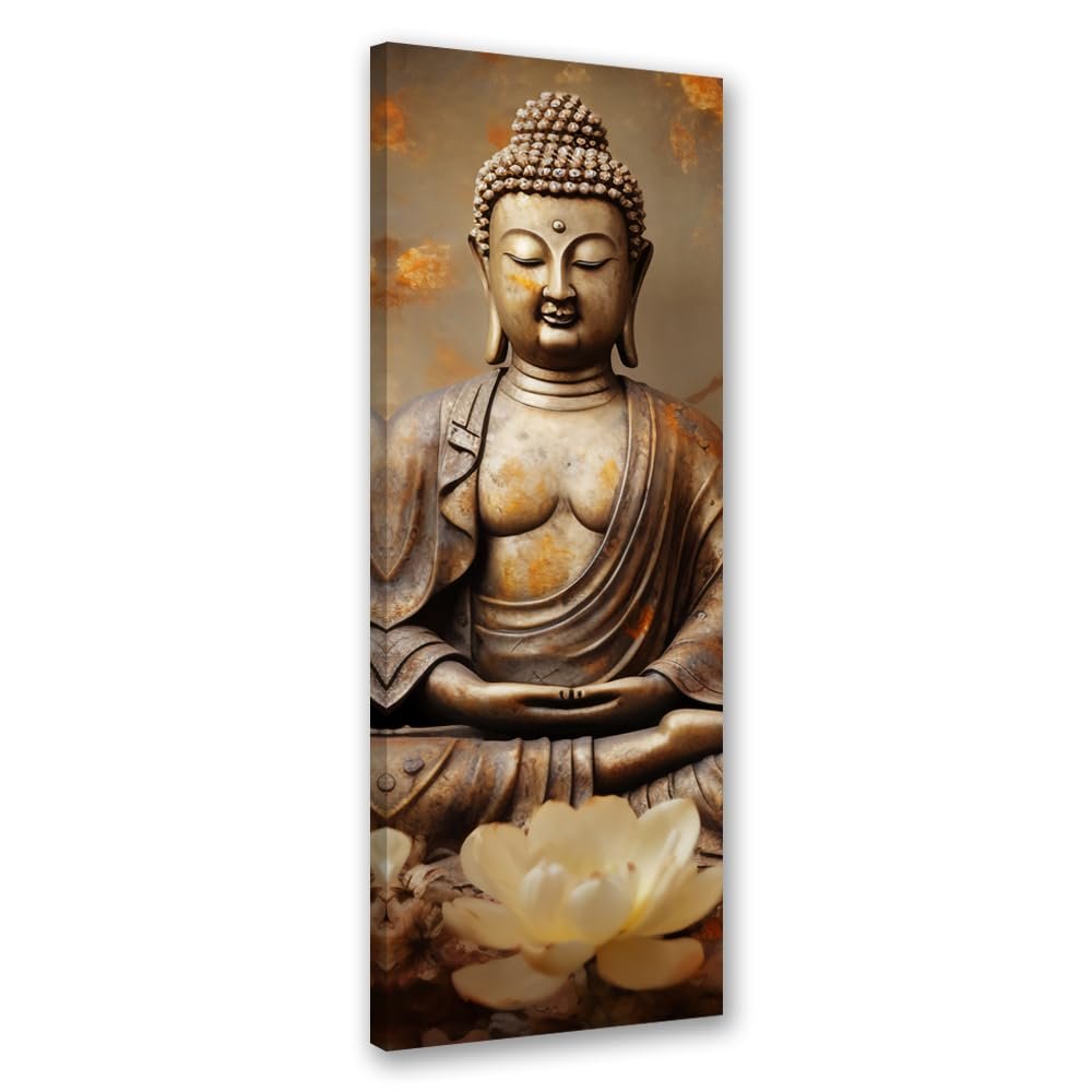 Feeby Buddha Oriental Wall Art, 40 x 120 cm, 1-Piece, Beige