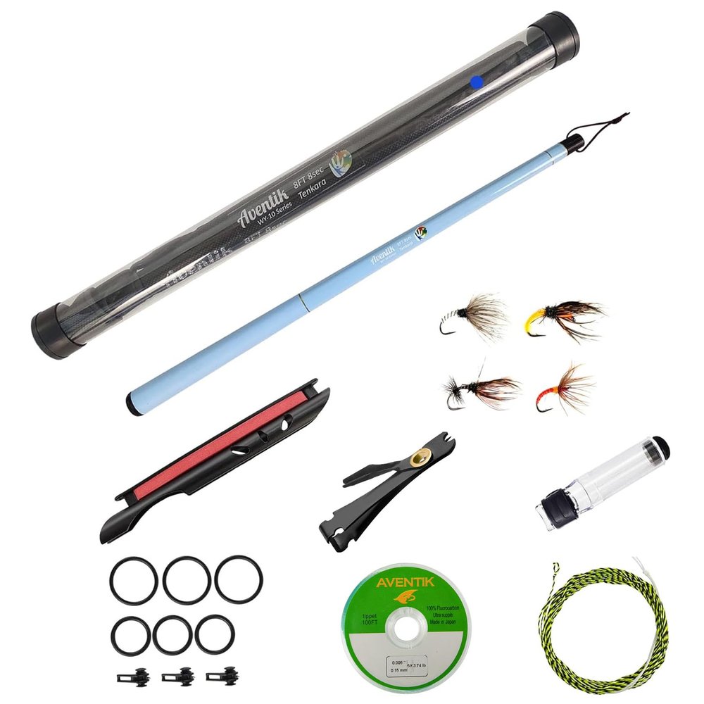 Aventik FreshStart Tenkara Fly Fishing Rod Combo (Blue, 2.1 m)