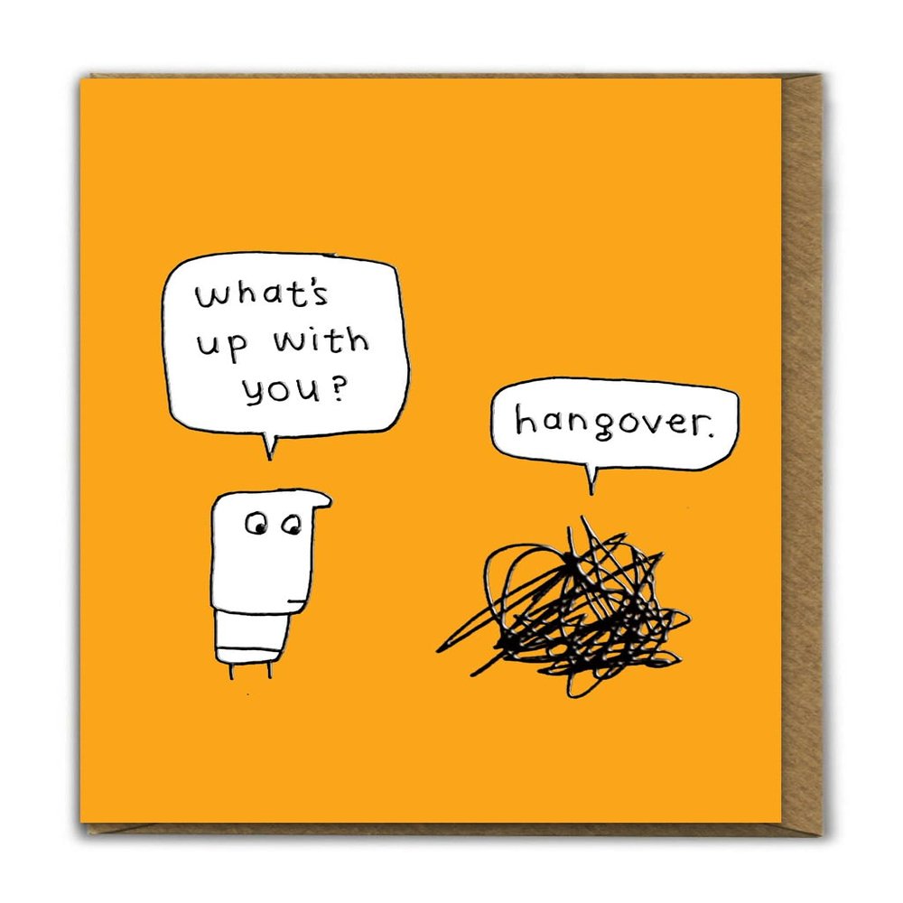 Brainbox Candy Funny Birthday Card “Hangover” – Silly Humor Card with Cartoon Illustration