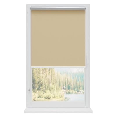 RENA No-Drill Thermal Blackout Roller Blind, Beige/Silver, 100 x 150 cm