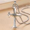 OdDdot Silver Cross Pendant Necklace, Unisex Vintage Style view 4