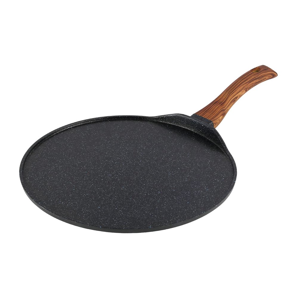 Vinod Zest Plus Cast Aluminum Nonstick Tawa, 28 cm, Induction-Compatible, Black