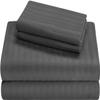 HUNTER BEDDING 4-Piece Sheet Set, Extra Soft, 15-Inch Deep Pockets, 400 Thread Count, 100% Egyptian Cotton, Dark Gray Stripe view 1