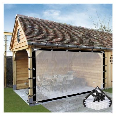 AFGZQ Clear Waterproof PE Tarp, 0.12 mm, Reinforced Edges, for Pergolas, Verandas and Gazebos, Clear, 13.12 x 13.12 ft/4 x 4 m