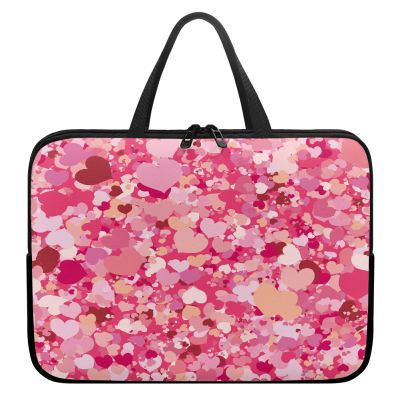 Surwin 12-Inch Laptop Sleeve with Love Heart Pattern, Handle and Dual Zippers
