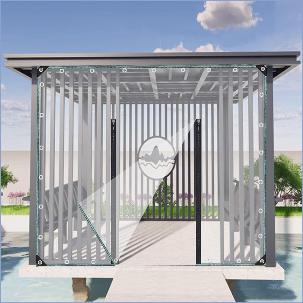 Heavy-Duty Waterproof PVC Cover Tarp, 400 g/m², 0.3 mm, Transparent, 3.2 x 3.6 m