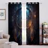 VULORA Children's 3D Dreamcatcher Blackout Curtains with Feather Design and Grommets, Thermal Curtains for Boys' and Girls' Bedrooms and Living Rooms, 100 x 95 cm, Set of 2 view 2