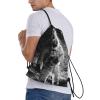 Djnni Sugar Skulls Butterfly Drawstring Bag, Lightweight Gym Backpack, Large Capacity, Lunar Astronaut, S view 3