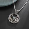 YAHOYA Eagle Feather Compass Green Stone Pendant Retro Necklace for Men view 2