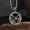 YAHOYA Eagle Feather Compass Green Stone Pendant Retro Necklace for Men view 4