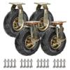 200/250 mm Heavy-Duty Casters, 4-Piece Set, Swivel Casters with Brakes, Pneumatic Rubber Wheels, 600/750 kg Capacity view 1
