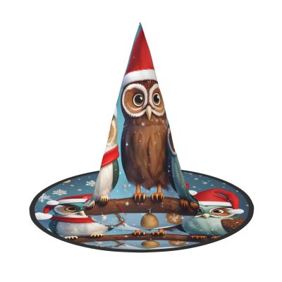 ZISHAK Cute Christmas Owls on a Branch, Trendy Halloween Witch Hat for Women – Ultimate Party Hat for the Best Halloween Costume Ensemble