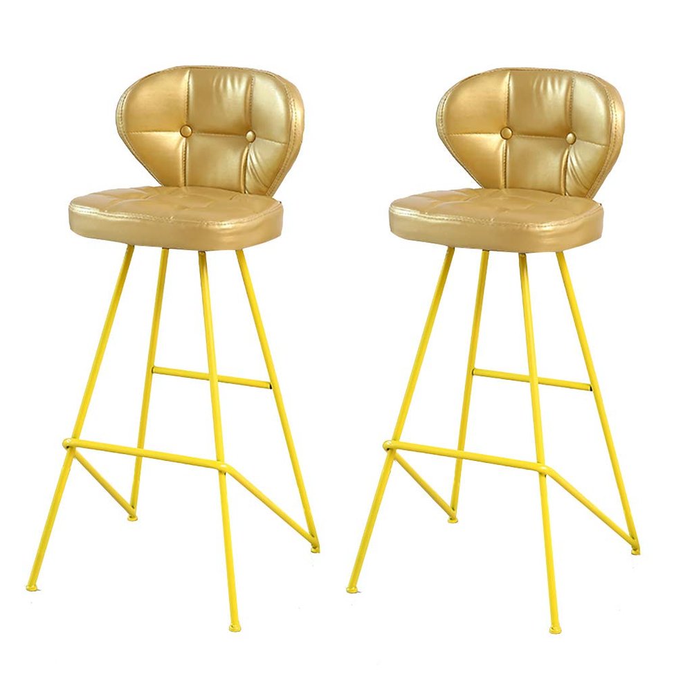 WolFum BTD Bar Stool with Backrest, 360° Swivel, Yellow, 2-Pack