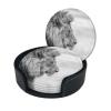 Set of 6 Wildlife Lion PU Leather Coasters with Holder view 2