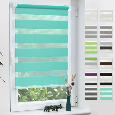 Grandekor No-Drill Double Roller Blind, 80 x 130 cm (Fabric Width 80 cm)