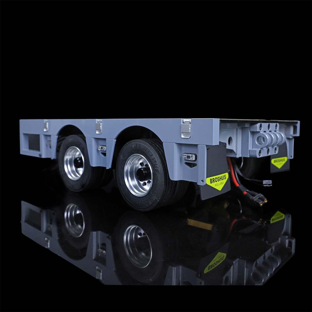 wheelfun 2-Axle Metal Trailer Module, 1:14 Metal CNC 5-Axle Heavy-Duty Trailer for TAMIYA RC Truck Model