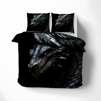 MOBEITI Black Dragon Duvet Cover Set, 200 x 200 cm, 3-Piece