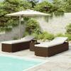 FIRBNUS 3-Piece Patio Lounge Set with 2 Adjustable PE Rattan Loungers and Table, Brown view 1