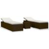 FIRBNUS 3-Piece Patio Lounge Set with 2 Adjustable PE Rattan Loungers and Table, Brown view 2