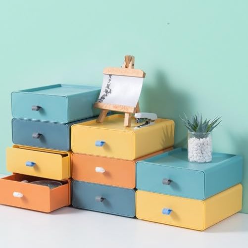 1/2/4-Piece Colorful Stackable Desktop Drawer Organizer