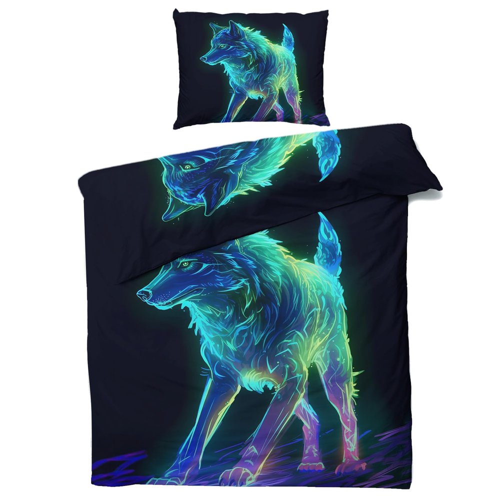 MOBEITI Wolf Reversible Bedding Set, 140 x 200 cm