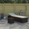 FIRBNUS Brown Poly Rattan Sun Lounger with Cushion and Side Table view 1