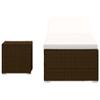 FIRBNUS Brown Poly Rattan Sun Lounger with Cushion and Side Table view 3