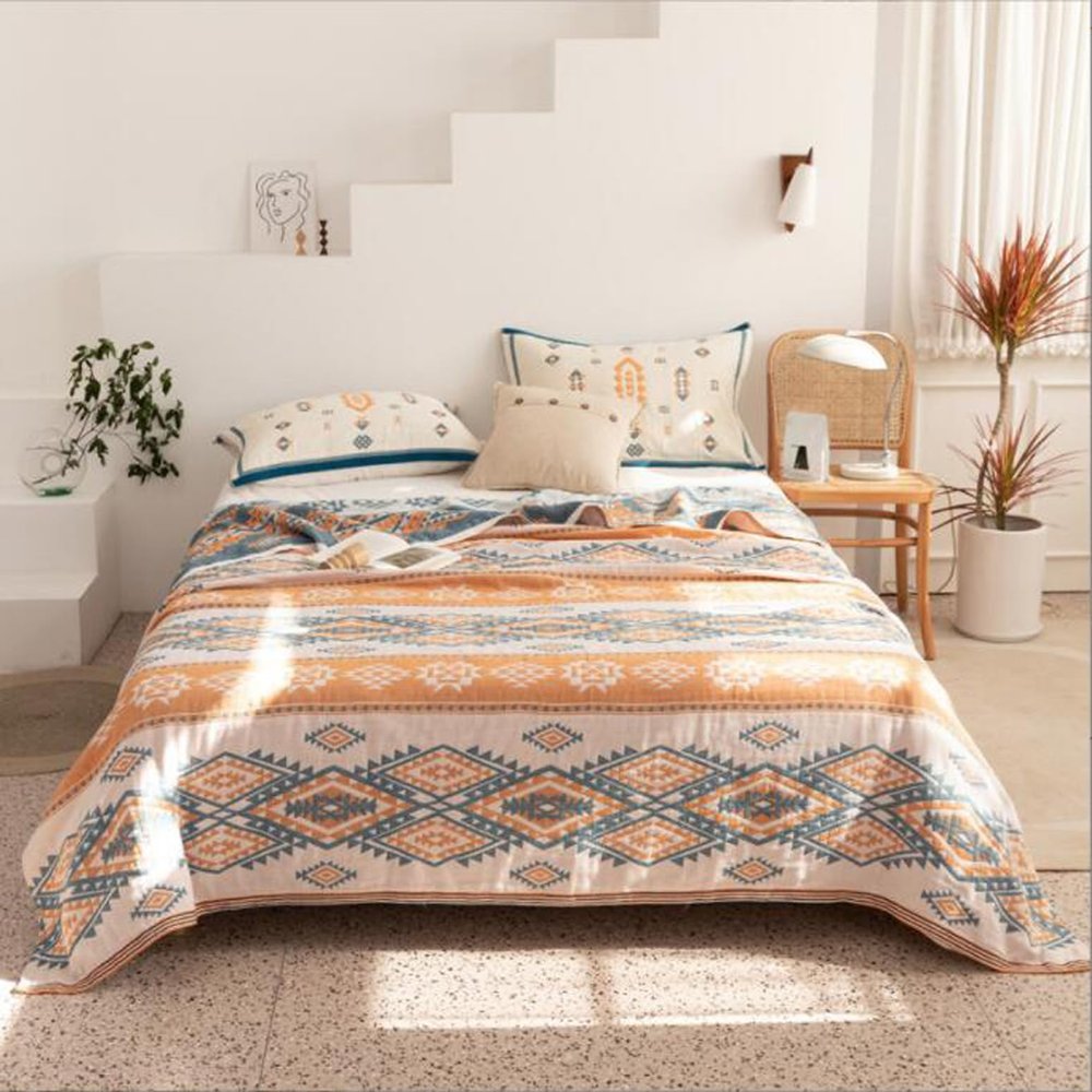 LGYKUMEG Boho Cotton Throw Blanket, 150 x 200 cm