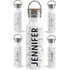 OWLBOOK Personalized Stainless Steel Water Bottle, 600 ml, Leakproof, Dishwasher-Safe, Floral Meadow 1 view 1