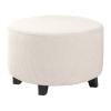 Thdsubb Round Ottoman Cover, Stretch Jacquard Slipcover, Beige, L view 1