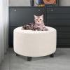 Thdsubb Round Ottoman Cover, Stretch Jacquard Slipcover, Beige, L view 2