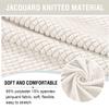 Thdsubb Round Ottoman Cover, Stretch Jacquard Slipcover, Beige, L view 4
