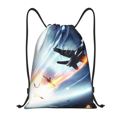 Xzeit Airplane (5) Drawstring Bag, Waterproof Gym Sack for Sports and Travel, Black, S