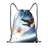Xzeit Airplane (5) Drawstring Bag, Waterproof Gym Sack for Sports and Travel, Black, S view 1