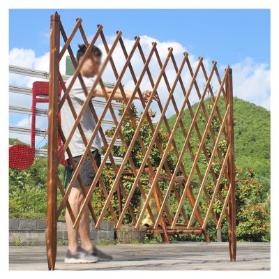 LVLDAWA Solid Wood Expandable Fence for Outdoor Areas, Freestanding Wooden Divider, Garden Trellis Panels for Climbing Plant Support, 3 Heights (Color: Brown, Size: 50 cm)