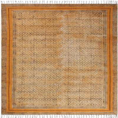 CASAVANI Hand-Block-Printed Dhurrie Rug, 1.2 x 4.5 m, Bronze and Black, Cotton, Oriental Kilim Rug for Indoor and Outdoor Use