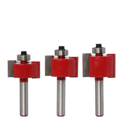 3-Piece Large Rabbet Router Bit Set with Bearings, 8 mm Shank