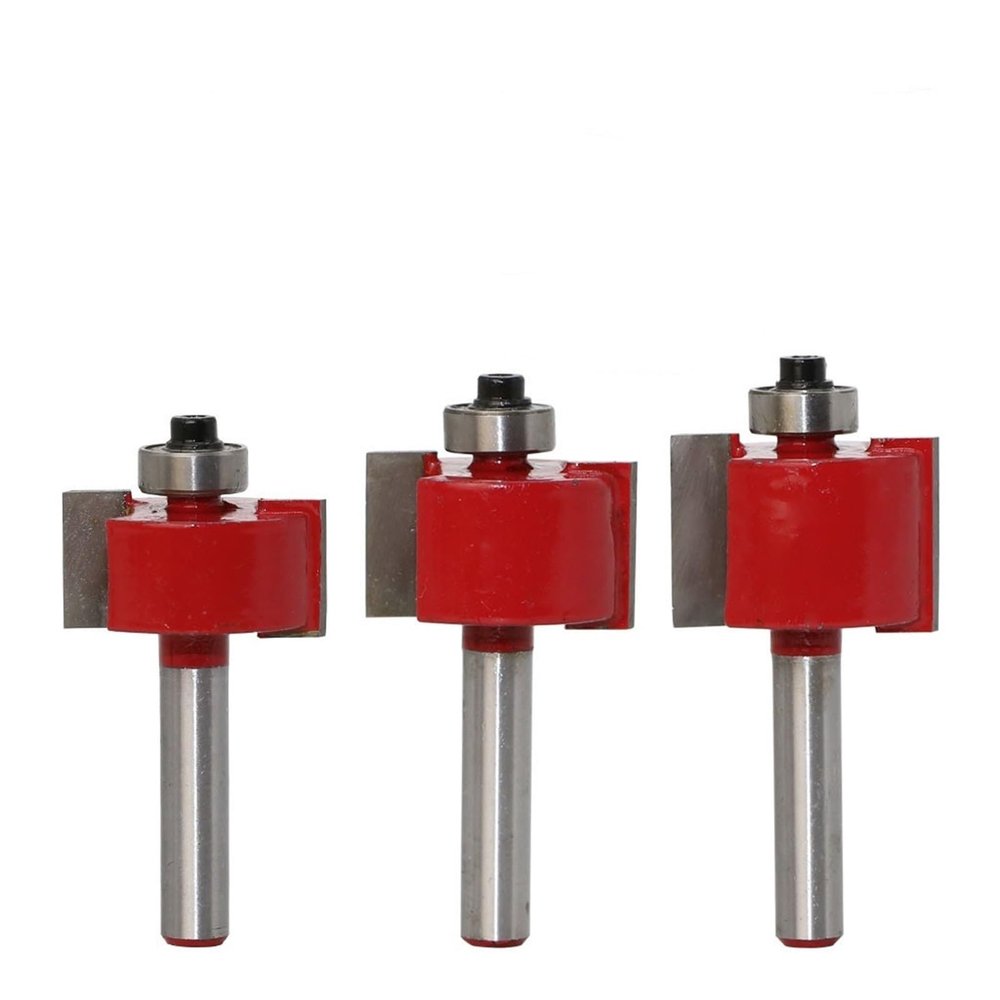 3-Piece Large Rabbet Router Bit Set with Bearings, 8 mm Shank