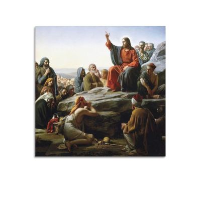 ALTUY Jesus Poster “A Sermon on the Mount,” Decorative Painting, Canvas Poster, 70 x 70 cm