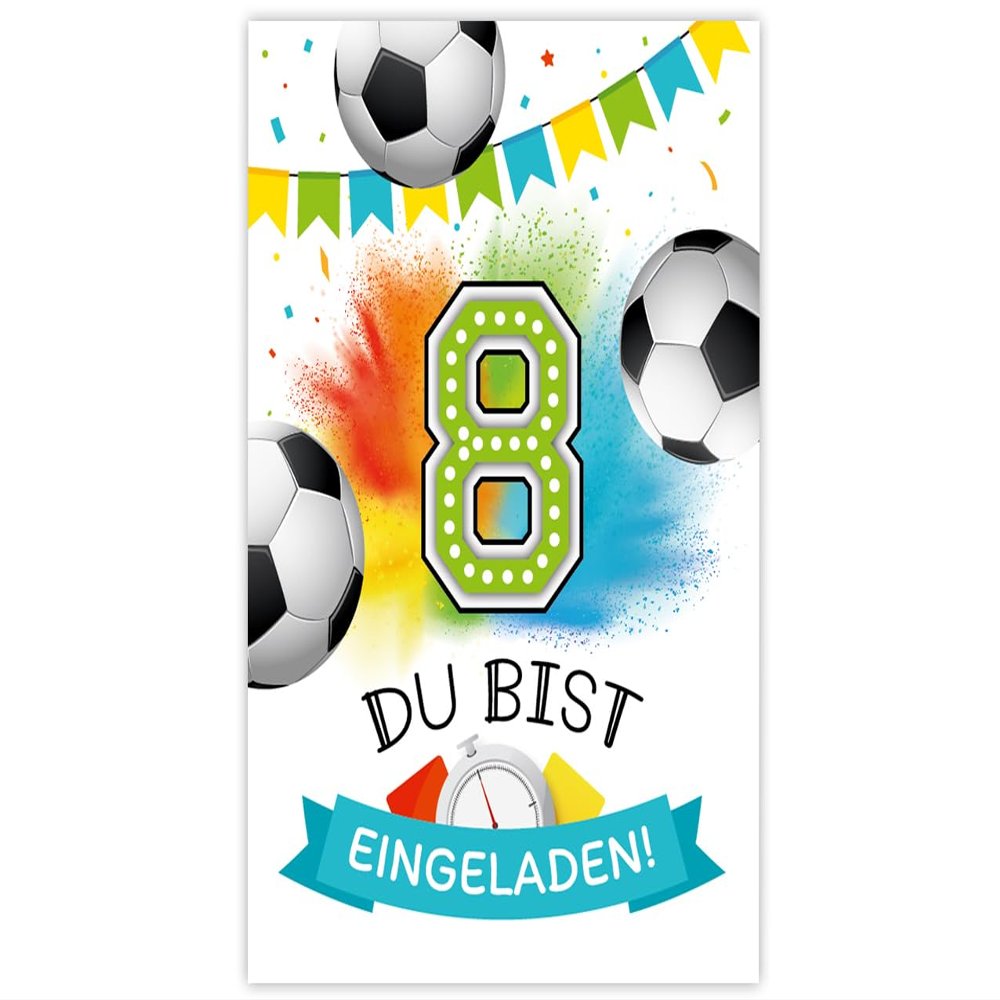 Minkocards 8 Football Invitations for a Boy's 8th Birthday
