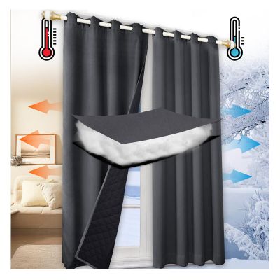 Mewkew Extra-Thick Blackout Curtains, Thermal Insulated, Cold and Noise Protection, Room Divider, 2 Panels, W352 x H182 cm