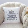 Mugffins Personalized Pillow with Insert and Saying for a Female Tourism Graduate – “Best in the World” – 40 x 40 cm – Customizable Employee Gift view 3