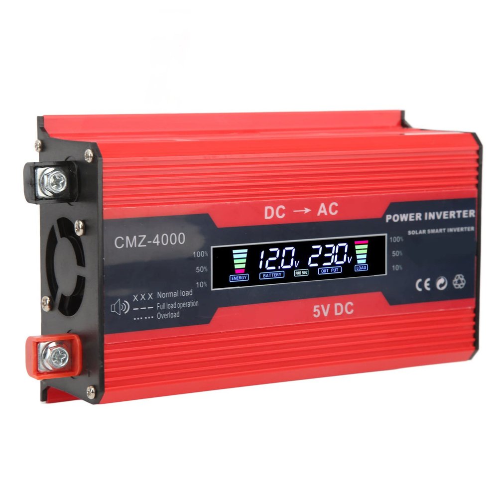 Fockety Car Power Inverter, 300 W, Dual USB Safety Protection, 12 V to 230 V, Modified Sine Wave Inverter for Camping (Red)