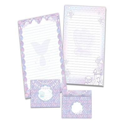 Mermaid Letter Paper Set for Girls with 2 Writing Pads and 25 Envelopes, Purple