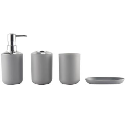 FURREN 4-Piece Plastic Bathroom Accessories Set, Gray