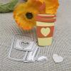 Metal Cutting Die, 3.9 x 7.3 cm, Coffee Cup and Heart view 1