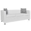 GuyAna 3-Seater Faux Leather Sofa, White, with Sleeper Function view 1